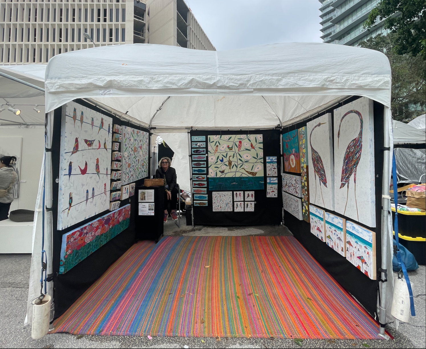 Showcasing 2D Mixed Media polymer clay and acrylic clay canvases, Groover's paintings were a hit at the Coconut Grove Art Festival.